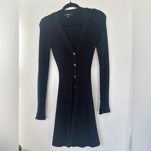 Lulu's Black Ribbed Knit Mini Dress